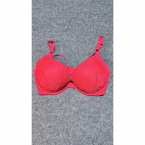 Victoria's Secret Very Sexy Push-Up Bra Womens 34DDD Red Lace Strappy